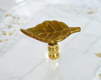 Gold Leaf Metal Lamp Shade Finials Shade Topper - Set of 2