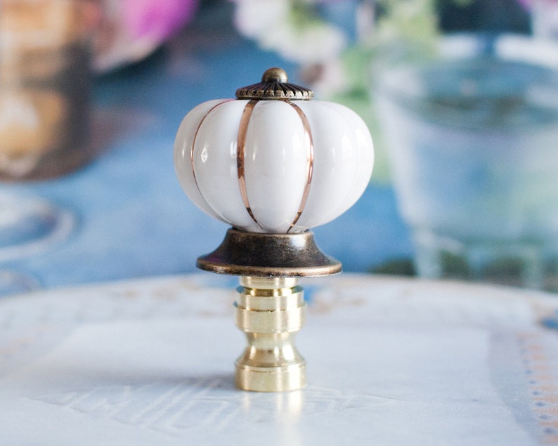 Set of 2 Porcelain Lamp Shade Finials Harp Toppers Etsy