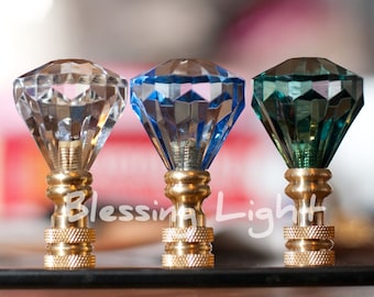 Set of 2 Acrylic  Diamond Lamp Shade Finials, Harp Toppers