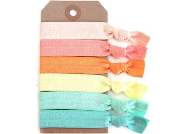 SORBET || Elastic Hair Ties, Ponytail Holders, Stretchy Ribbon Hair Ties, Elastic Hair Accessories, Yoga Hair Ties, Boho