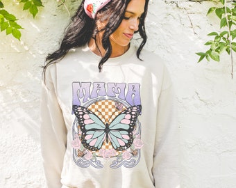 Mama Retro Butterfly Crewneck Sweatshirt