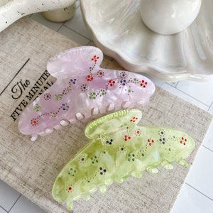 CRYSTAL GARDEN | Floral Rhinestone Claw Clip, Stylish Claw Clip Hair Claw Clip Hair Accessories Trendy Hair Claw
