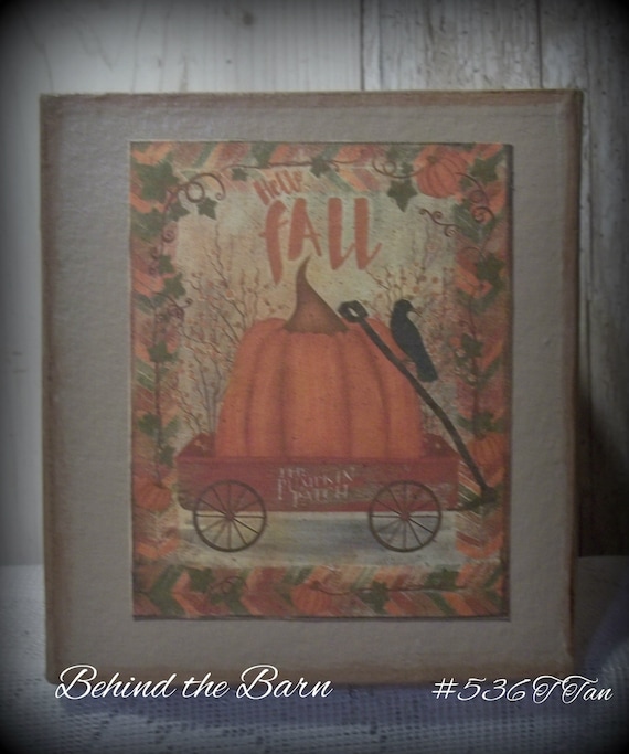 Country Primitive Farmhouse Autumn Fall Harvest Bath Tissue Box Cover Rustic TAN