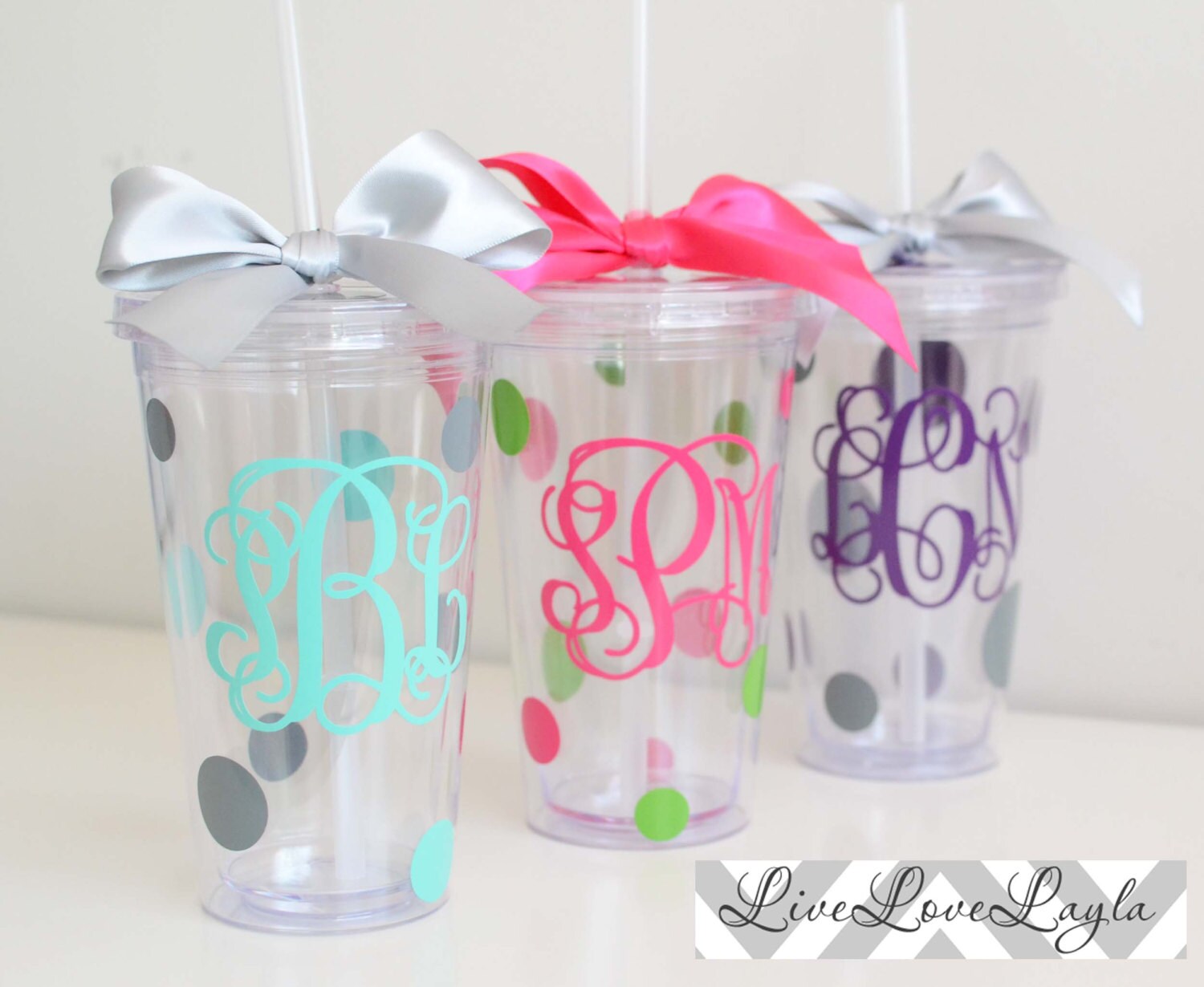 Personalized Monogrammed Acrylic Tumbler 16 Oz. With Straw - Etsy