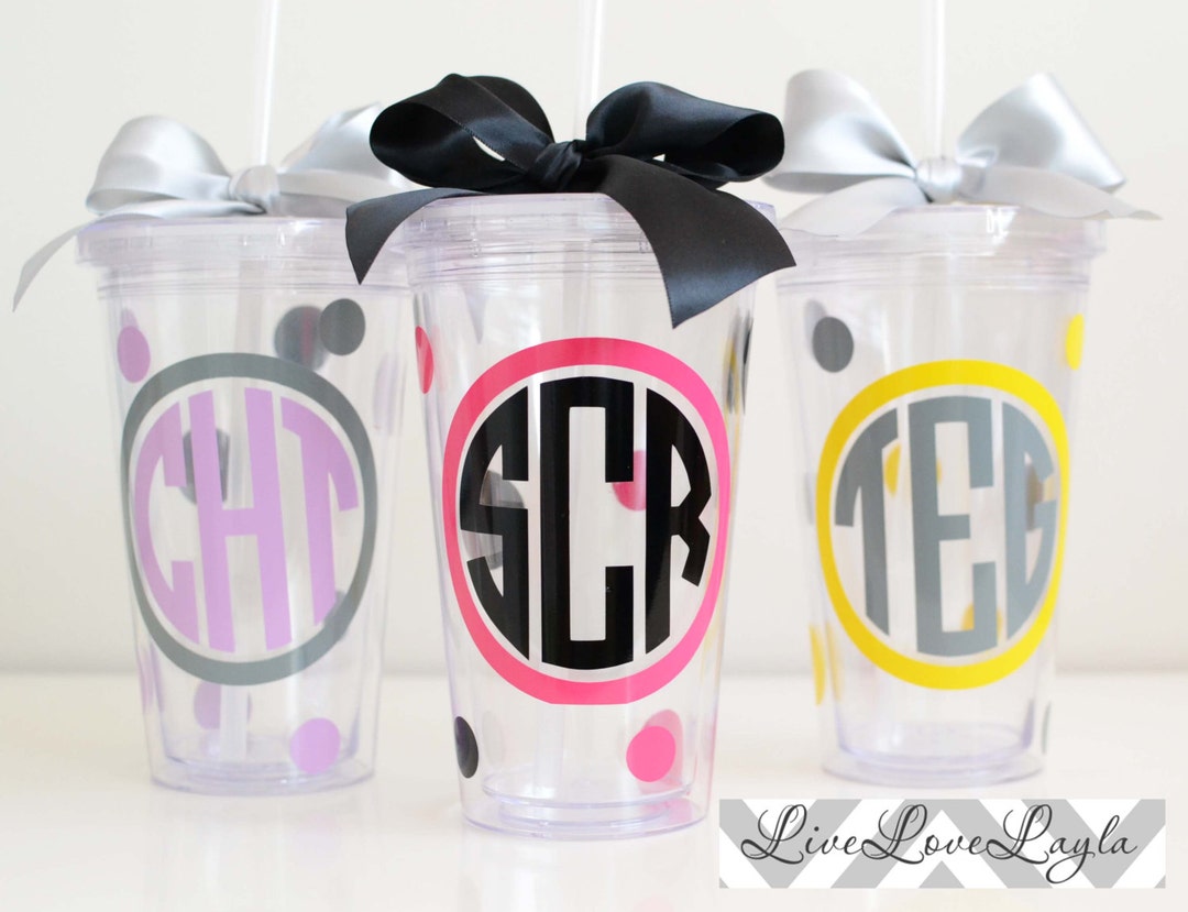 Personalized Monogrammed Acrylic Tumbler 16 Oz. With Straw - Etsy