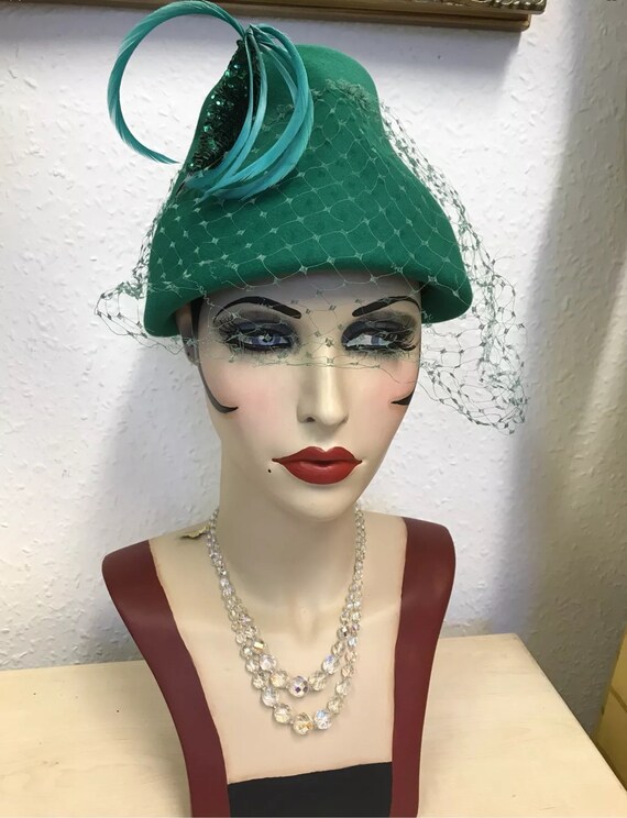 1950's Green Cocktail Hat