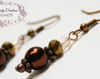 Fall Earrings, Autumn Earrings, Copper Earrings, Halloween Earrings, Thanksgivings Earrings, OOAK Jewelry