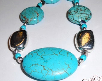 Beautiful Genuine Turquoise and Silver 3pc Jewelry Set, Blue and Silver Jewelry Set, OOAK Jewelry