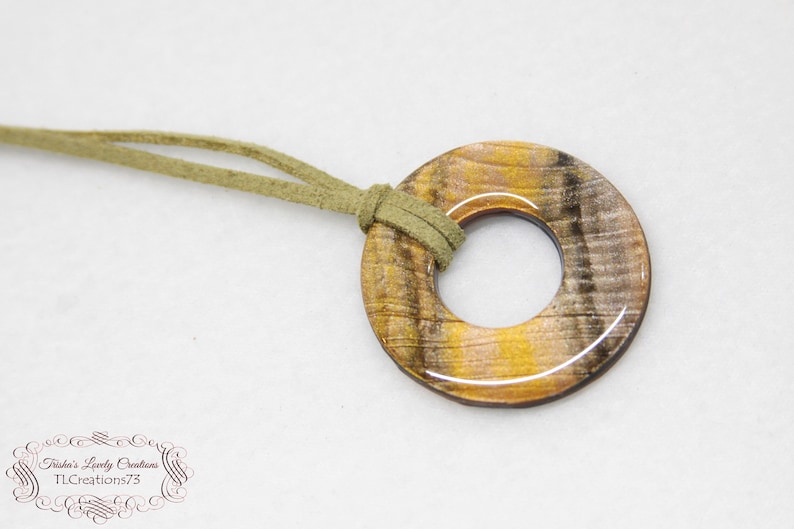 OOAK Jewelry Polymer Clay Faux gold Tiger Eye Necklace