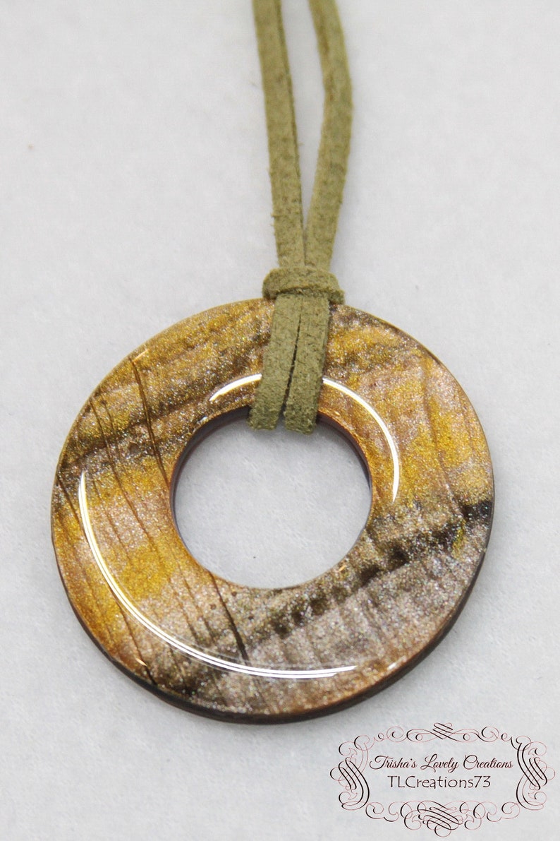 OOAK Jewelry Polymer Clay Faux gold Tiger Eye Necklace