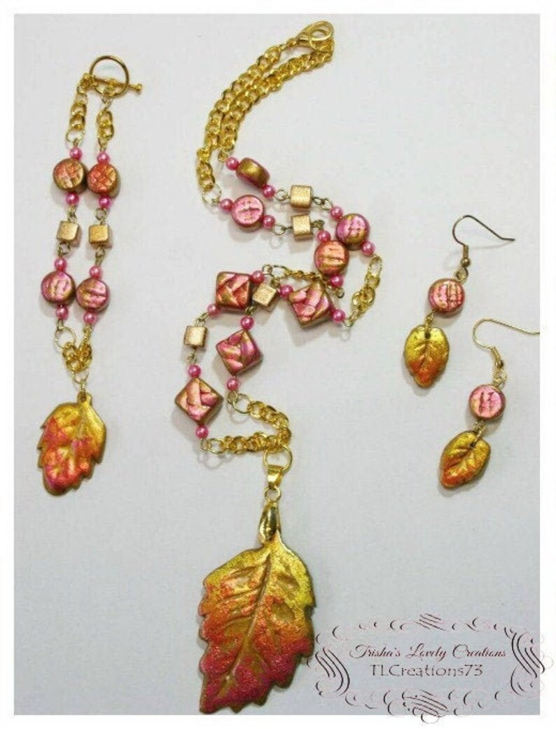 Polyclay Fall Leaves Jewelry Set Sculpey Polymer Clay with Etsy