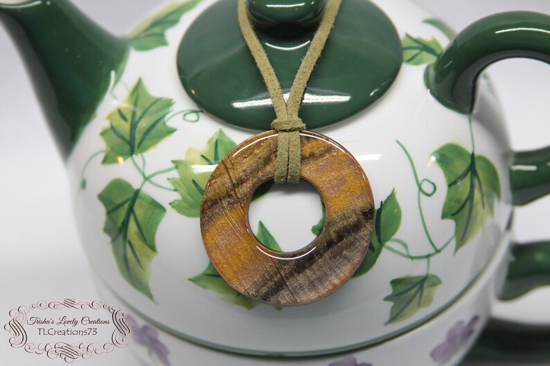 OOAK Jewelry Polymer Clay Faux gold Tiger Eye Necklace