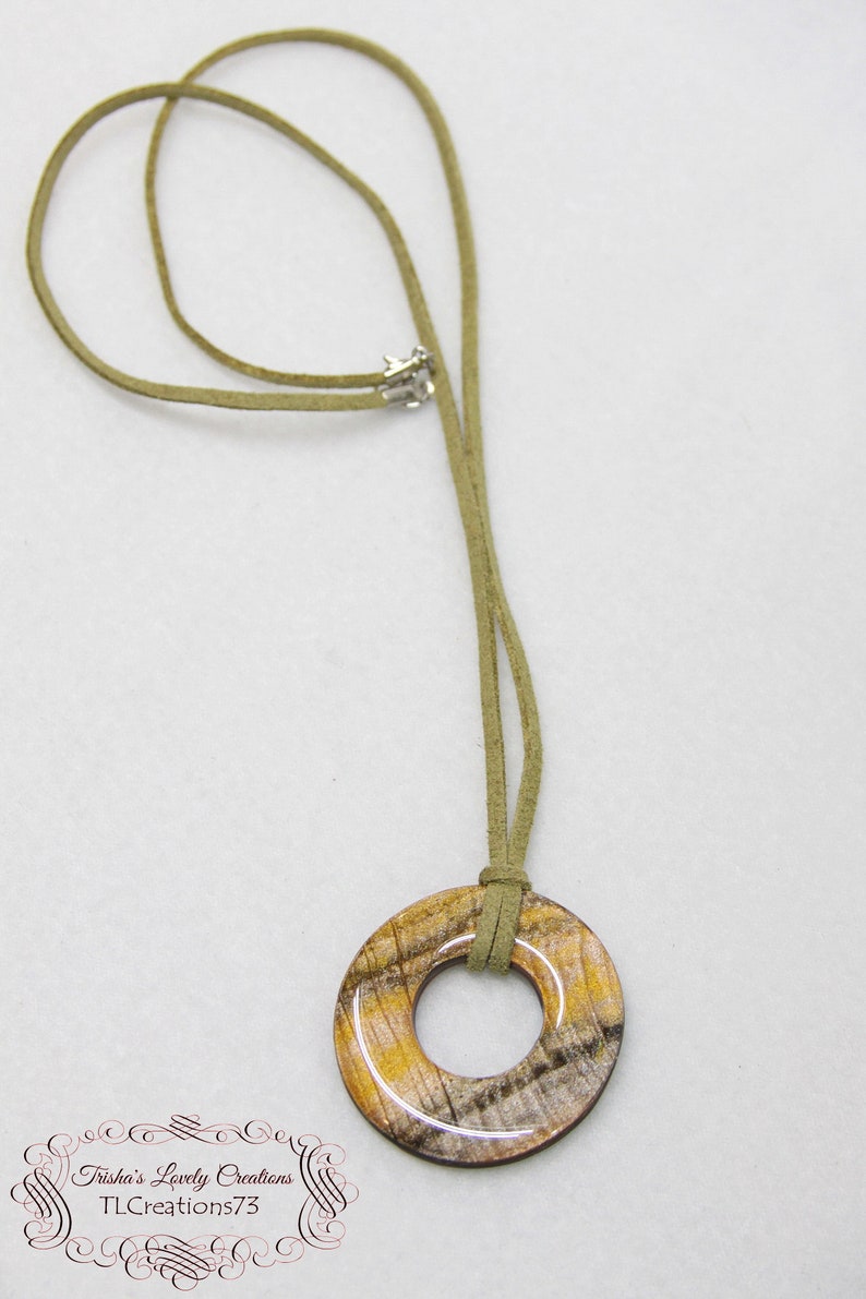 OOAK Jewelry Polymer Clay Faux gold Tiger Eye Necklace