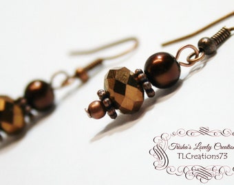 Fall Earrings, Autumn Earrings, Copper Earrings, Halloween Earrings, Thanksgivings Earrings, OOAK Jewelry