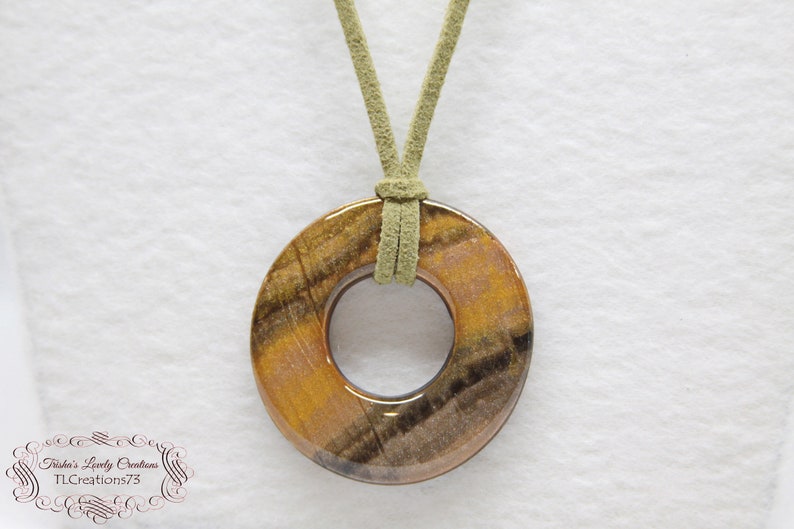 OOAK Jewelry Polymer Clay Faux gold Tiger Eye Necklace