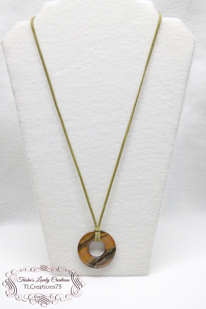 OOAK Jewelry Polymer Clay Faux gold Tiger Eye Necklace