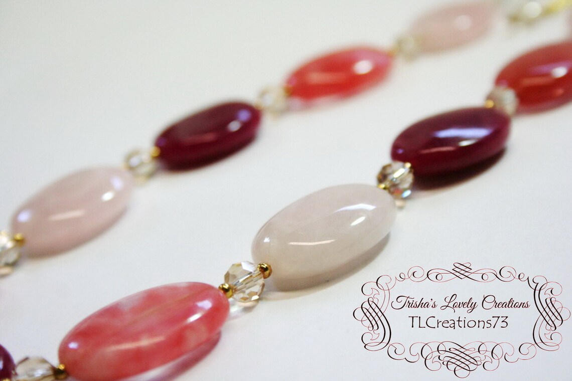 Rose Quartz Jewelry Set Gemstone Necklace Pink Jewelry Etsy