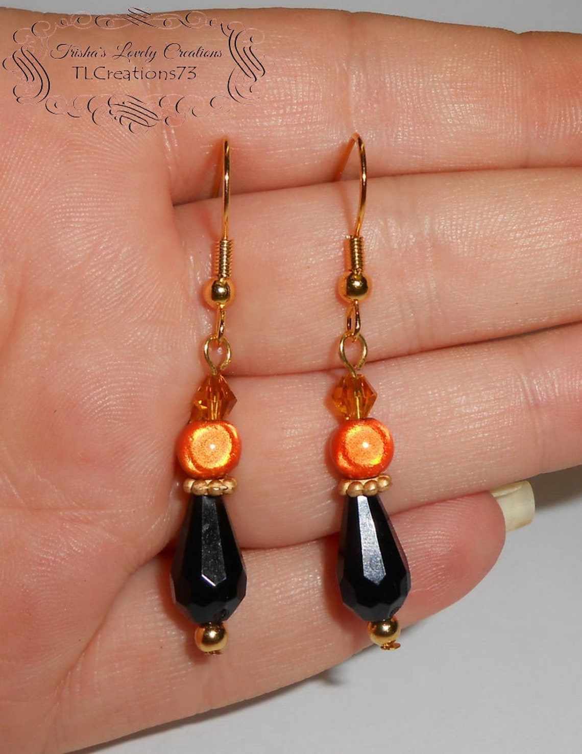 Beautiful Fall Earrings Autumn Earrings Gold Earrings Black Etsy