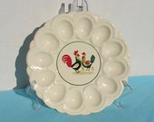 Ceramic Pottery Egg Plate with Chicken Family Horizon by Steubenville