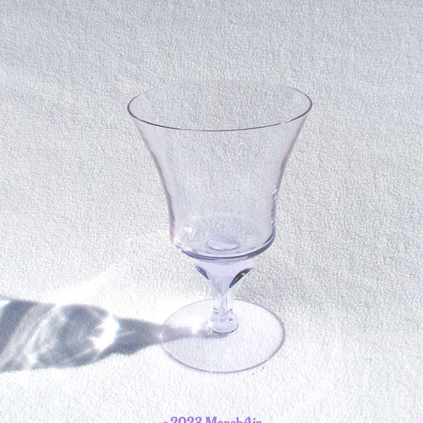 Tiffin Twilight Neodymium Glass Water Goblet, Stem #17578, Minuscule Chip in Rim