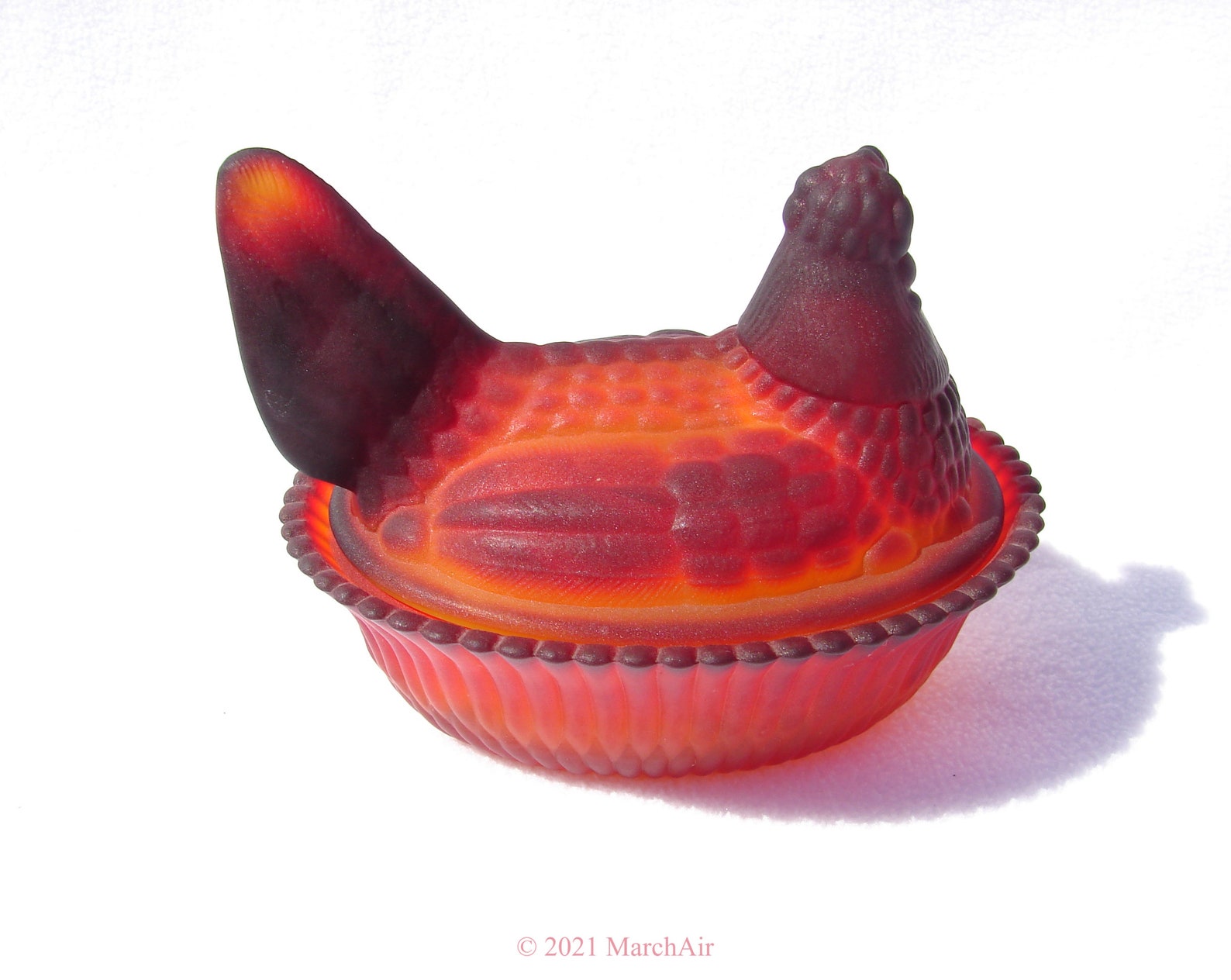 Ruby Satin Boyd Glass 5 Hen on Nest Covered Dish Split Etsy