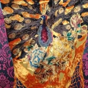 Saffron Orange Peacock Painted Bohemian Tribal Hip Scarf Belt