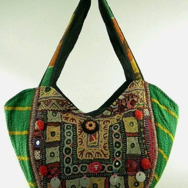 Gorgeous Green Mucha Peacock Vintage Style ArtDeco Bohemian DeLuxe Banjara Bag