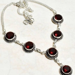 Gorgeous Garnet ArtDeco Mucha Bohemian Unique Necklace