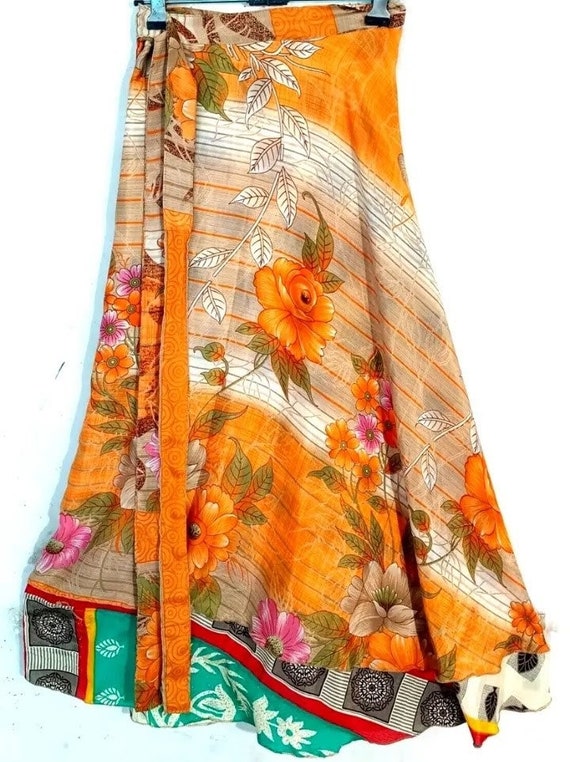 MultiColored ArtDeco Bohemian Silk Wrap Skirt