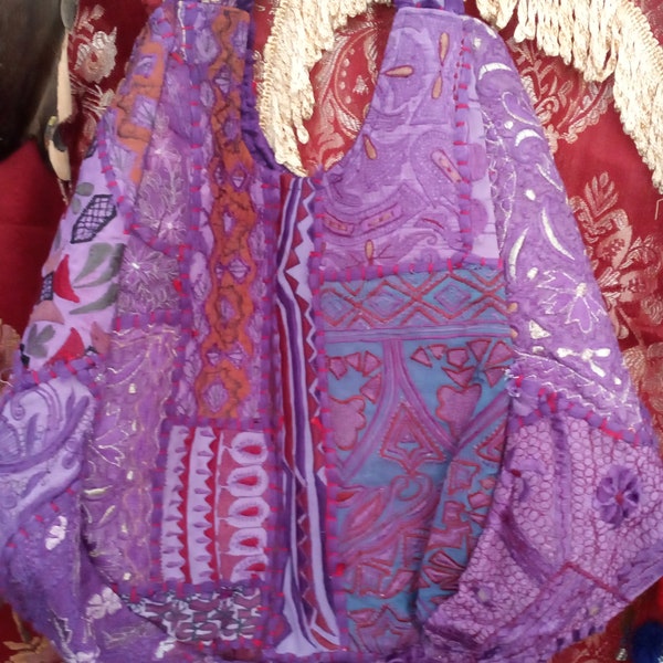 Purple Vintage Banjara XL OOAK Bohemian Gypsy Tapestry Bag