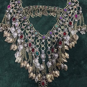 authentic turkomen tribal bellydance vintage boho choker necklace