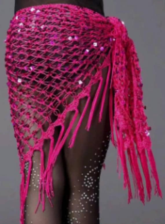 Fushia Pink Mermaid Sequin Bohemian Tribal Hip Sc… - image 1