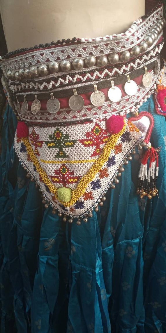 Vintage Tribal Belly Dance Belt: Multicolor Beaded Coin Belt Vintage Tribal Belly Dance Belt: Multicolor Beaded Coin Belt  main image 4