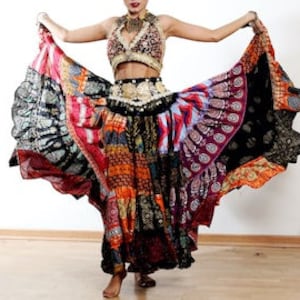 Wunderschöner OOAK Mucha ArtDeco Boho DeLuxe 25 Yard ATS Tribal Bauchtanz Super Peacock Sparkle Rock 92 cm