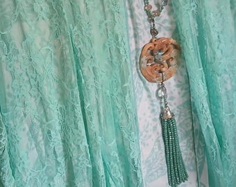 vintage Velvet Duster : menthe vert aqua style Boho Lace Kimono Stevie Nick