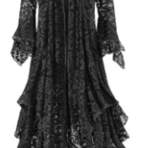 Classic Black Lace Stevie Nicks Vintage Style Bohemian DeLuxe Duster