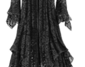Classic Black Lace Stevie Nicks Vintage Style Bohemian DeLuxe Duster