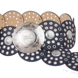 Classic Navy Blue Moroccan Disc Bohemian Tribal Leather Belt