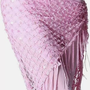 Pale Pink Mermaid Sequin Bohemian Tribal Hip Scarf Belt