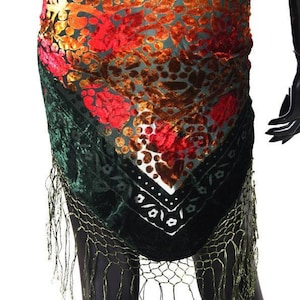 Green Multi Velvet Bohemian Tribal Hip Scarf Belt