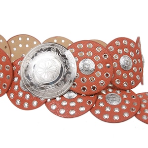 Orange Moroccan Disc Bohemian Tribal Leather Belt