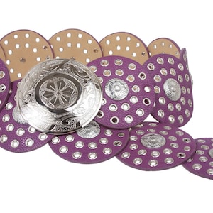 Purple Moroccan Disc Bohemian Tribal Leather Belt