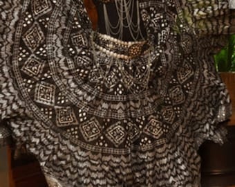 Incroyable combinaison n°2 impression vintage style Art déco Boho DeLuxe 25 verges ATS jupe 36"