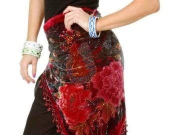 Roter Perlen Hüftschal Pfau: Boho Tribal Gürtel