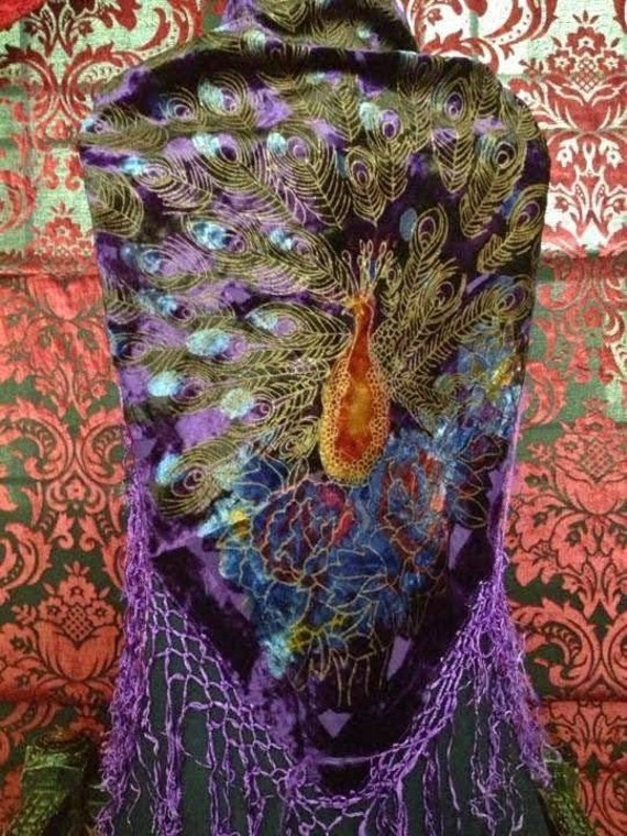 Purple Multi Velvet Peacock Bohemian Tribal Hip S… - image 1