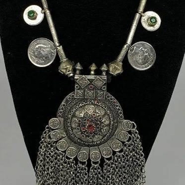 collier tour de cou boho vintage de danse du ventre tribal turkmène authentique