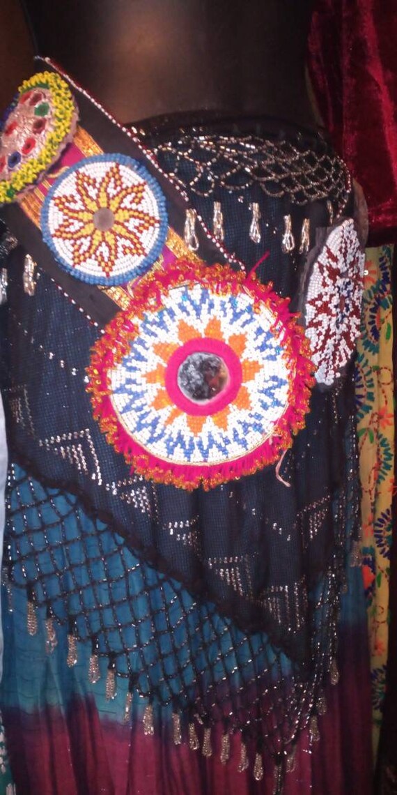 Beaded Belt Boho Gypsy Bellydancer Tribal Belt Beaded Bohemian Belt, Tribal Fusion, Festival Gypsy Style - Etsy main image 3