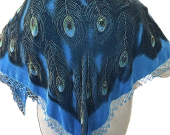 Ceinture écharpe tribale bohème en perles et perles bleu turquoise