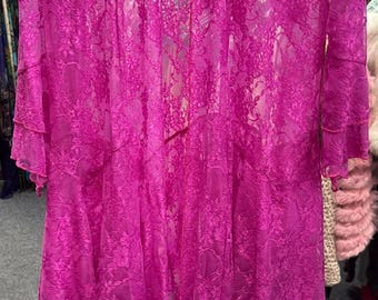 Plumeau en dentelle rose fushia : style vintage Stevie Nicks, taille bohème 6-16