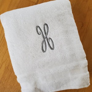 Monogrammed White Bath Towel; Machine Embroidered Towel; Initial Bath Towel; Monogrammed Towel